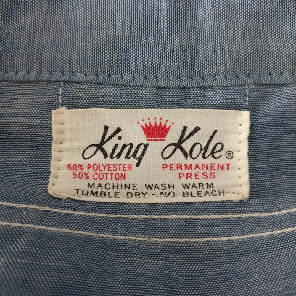 Vintage King Kole Hand Embroidered Southwestern Chambray Long Sleeve Shirt